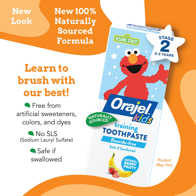 [Australia] - Orajel Elmo FluorideFree Training Toothpaste, Fun, One Tube: #1 Pediatrician Recommended Brand for Kids NonFluoride Toothpaste, Sesame, Berry, 1.5 Oz 