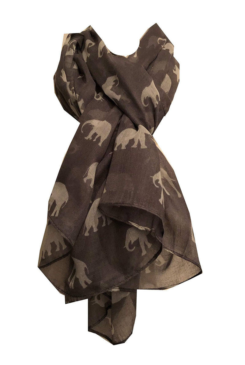 [Australia] - Pamper Yourself Now Elephant animal print women's scarf great gift/present. grey with white 