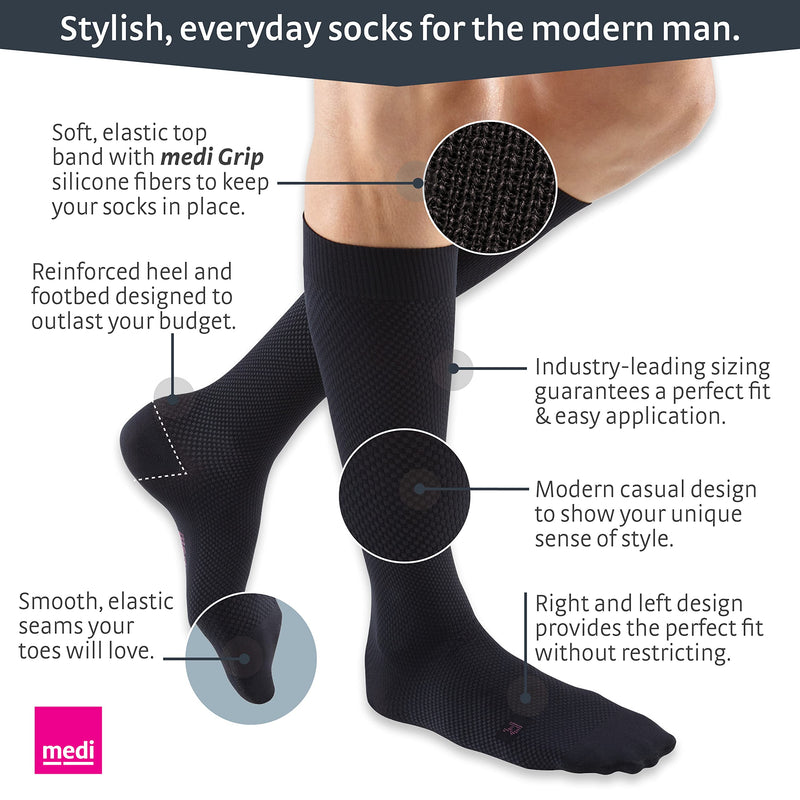 [Australia] - mediven for Men Select, 1520 mmHg, Calf High Compression Stockings, Closed Toe Black V 