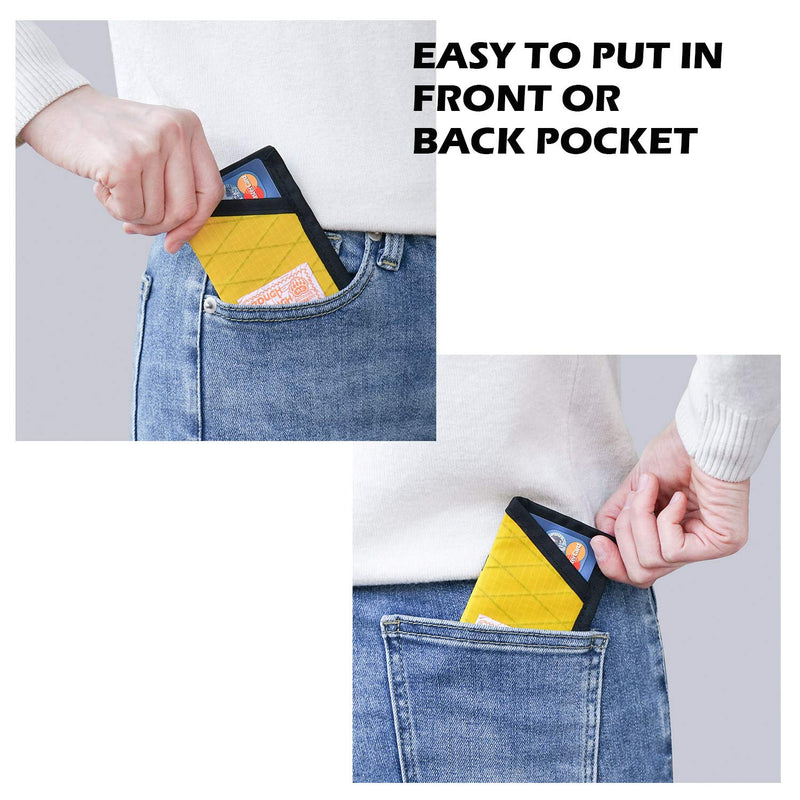 [Australia] - Rough Enough Slim Minimalist Kids Wallets for Boys Credit Card Holder Sleeves EDC Front Pocket Wallet for Men Women Girls Small Mini Yellow Wallet Credit Card Protector Case for Travel School Party 