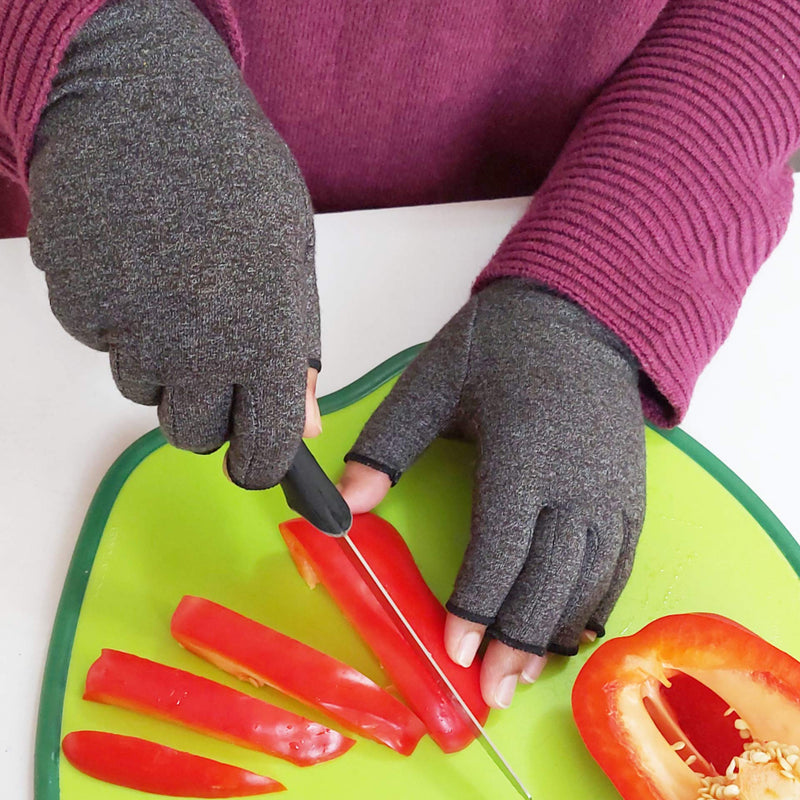 [Australia] - SyeJam Arthritis Gloves Fingerless- Rheumatoid Arthritis Compression Gloves for Pain Relief - Grey (M) 1 Pair Grey (1 Pair) + Free Ebook M (Pack of 2) 