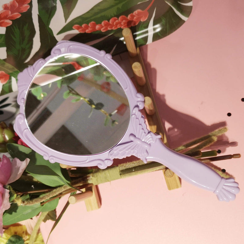 [Australia] - Embossed Butterfly Handheld Mirror with Folding Handle, Princess Style Girls Mirror with Handle, Purple 