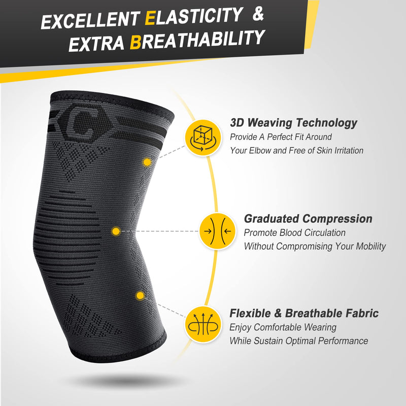 [Australia] - CAMBIVO 2 Pack Elbow Brace for Tendonitis, Tennis Elbow Compression Support Sleeve for Golfers Elbow Pain Relief, Arthritis, Bursitis, Workout, Weightlifting (Black, Large) Black (2 Pack) 