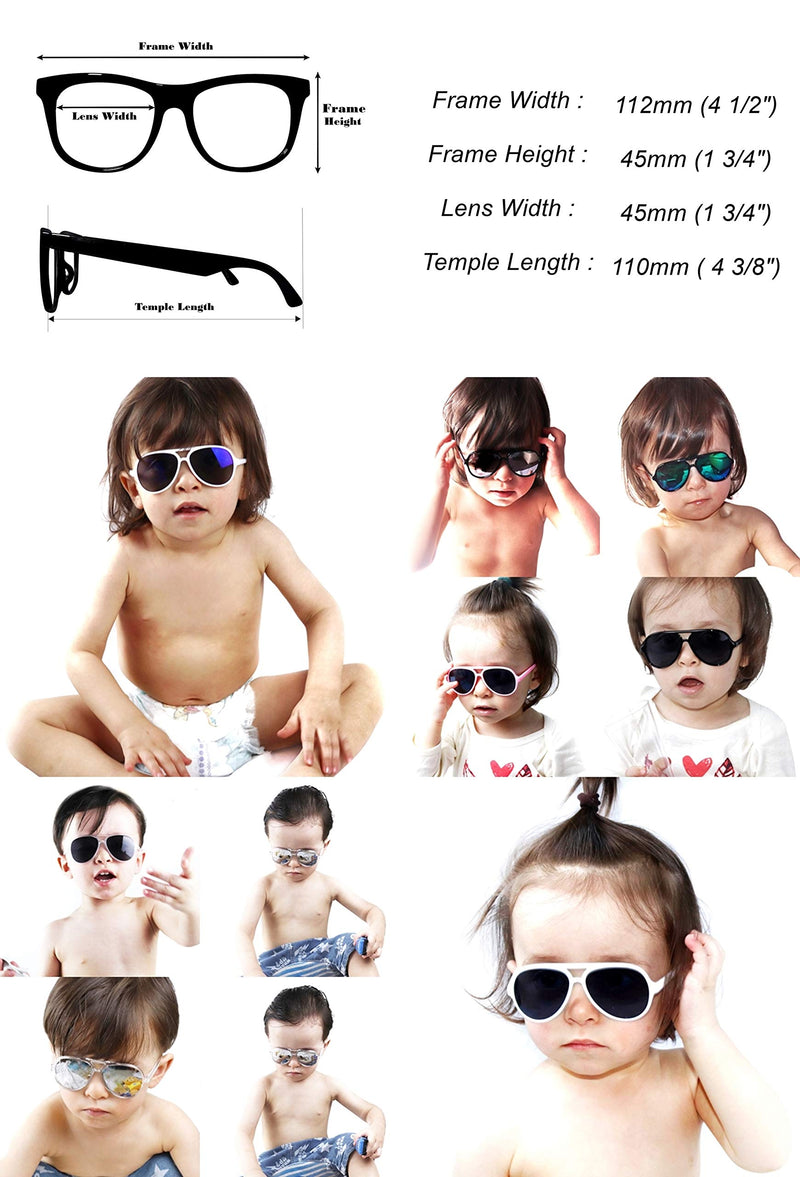 [Australia] - Kd37 Infant Toddler Age 0~24 Months Turbo Aviator Baby Sunglasses 2-pack Black&hot Pink UV400 