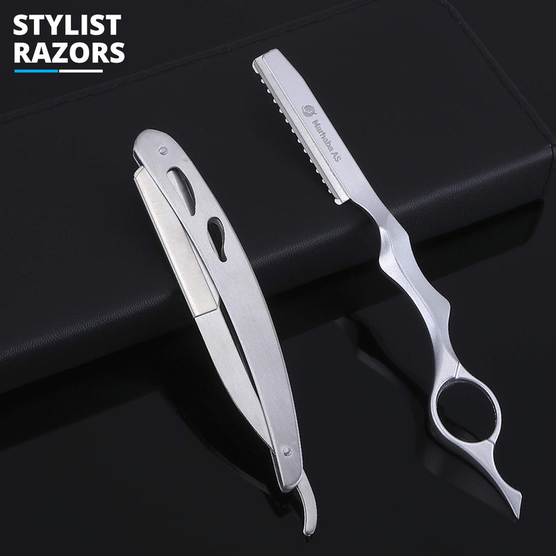 [Australia] - MarhabaAS Professional Hair Scissors Set-10Pcs Home & Salon Scissors, Stainless Steel Thinning Shears - The Only Premium Hair Cutting Scissors Set to Come with a Feather Razor 