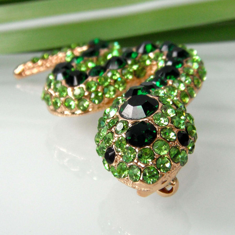 [Australia] - Navachi 18k Gold Plated Crystal Snake Brooches & Pins Green 