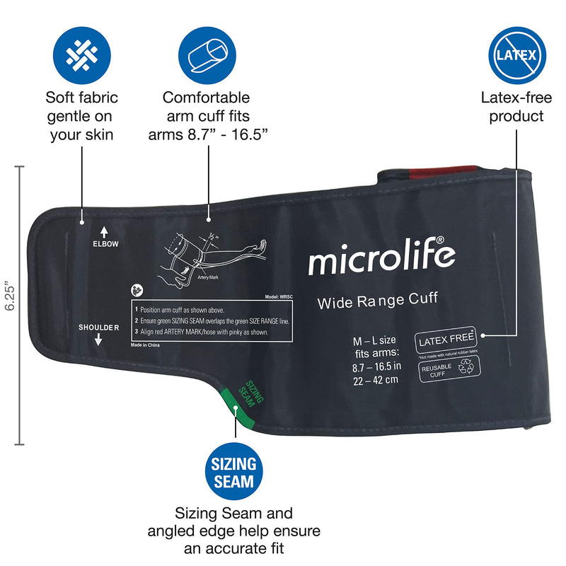 [Australia] - Microlife Wide-Range Replacement Blood Pressure Cuff for Upper Arms 8.7-16.5-Inch 