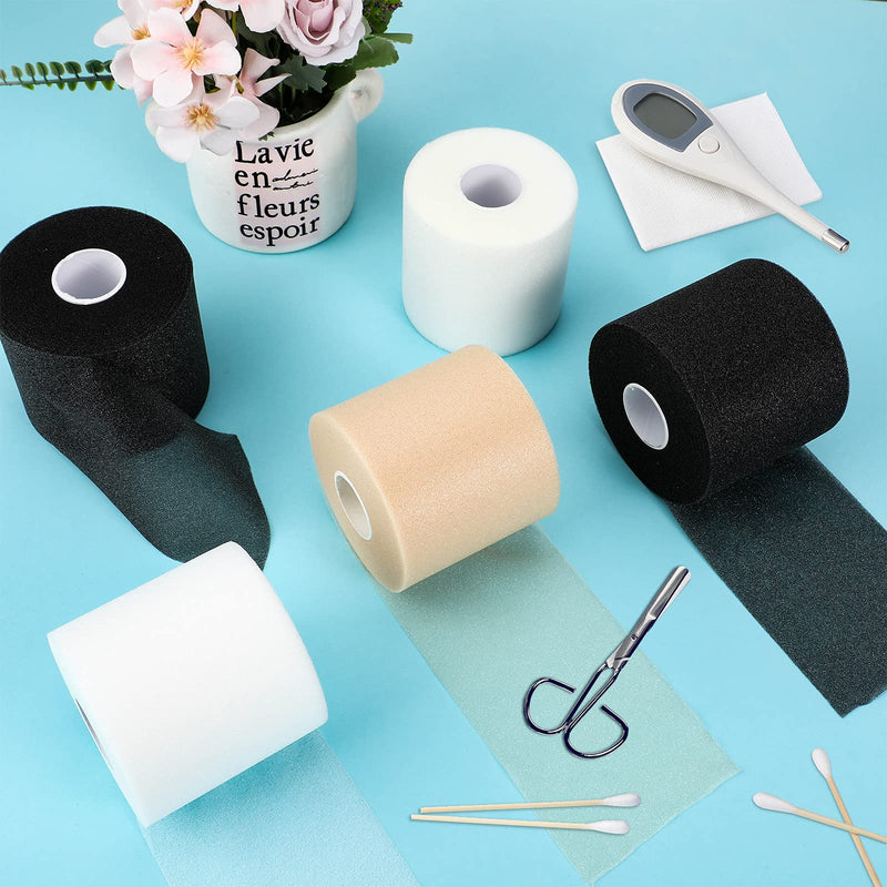 [Australia] - 9 Pieces Foam Underwrap Tape Sports Pre-wrap Athletic Tape Bandage Elastic Underwrap for Ankles Wrists Hands and Knees (Black, Coffee, White) Black, Coffee, White 