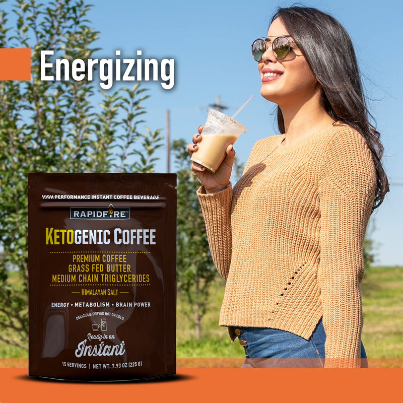 [Australia] - Rapidfire Ketogenic High Performance Instant Coffee Mix, Supports Energy and Metabolism, 15 Servings, brown, 7.93 ounce (pack of 1) 