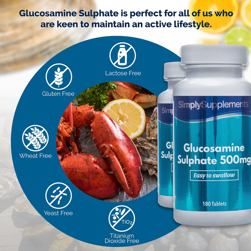 [Australia] - Easy to Swallow Glucosamine 500mg | Active Lifestyle Support | 2X 180 Tablets | Manufactured in The UK 