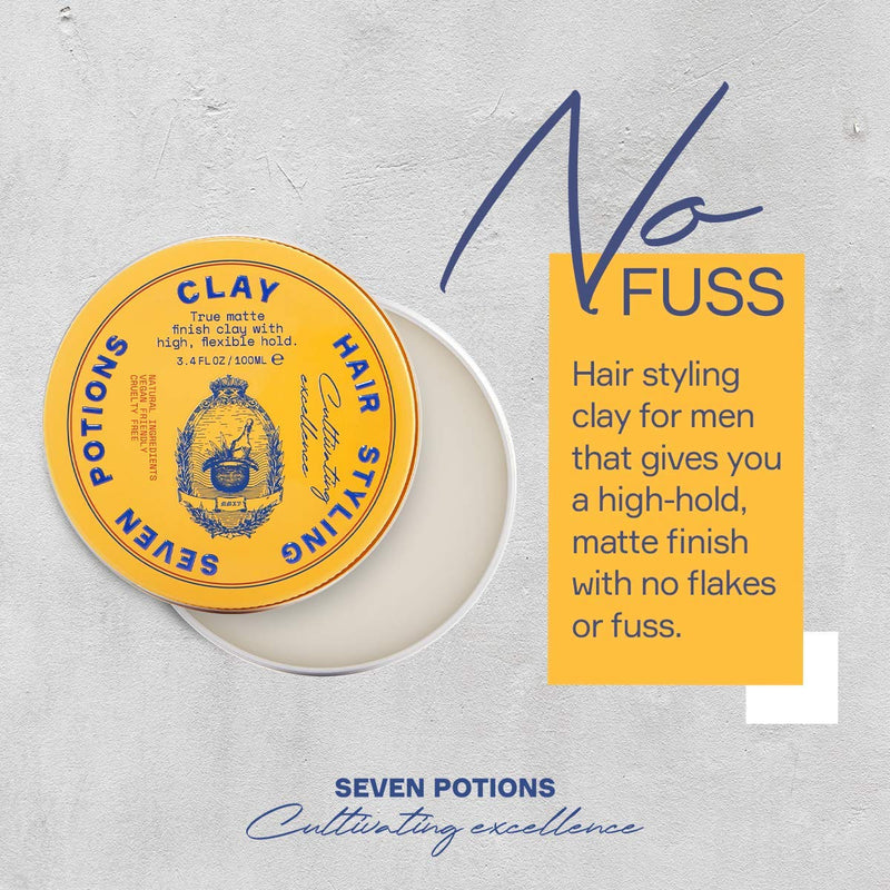 [Australia] - Seven Potions Men's Hair Styling Clay ‚Äî Natural, Water-Based, Matte Finish, High Hold Hair Styling Product ‚Äî 100% Vegan, Cruelty Free (100ml) 