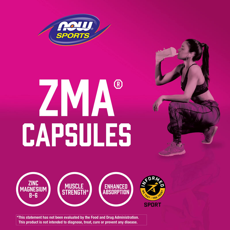 [Australia] - NOW Sports Nutrition, ZMA (Zinc, Magnesium and Vitamin B-6), Enhanced Absorption, Sports Recovery*, 180 Capsules 