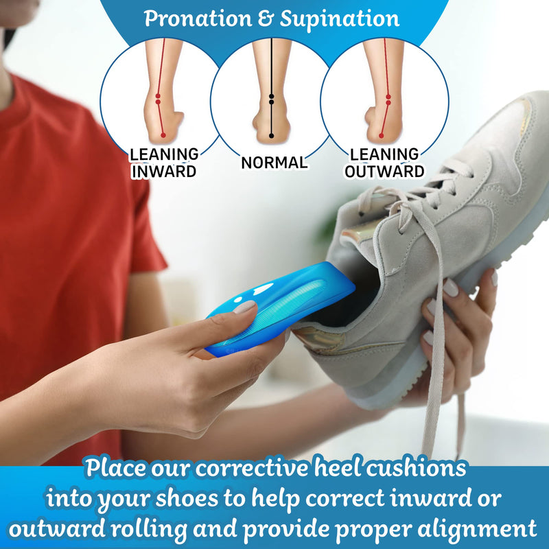[Australia] - Medipaq Posture Correcting Gel Heel Levelling Supports - Angled Design Corrects Pronation or Supination - Plantar Fasciitis-Large 1x Pair - M/L (Size 8 - 12) 