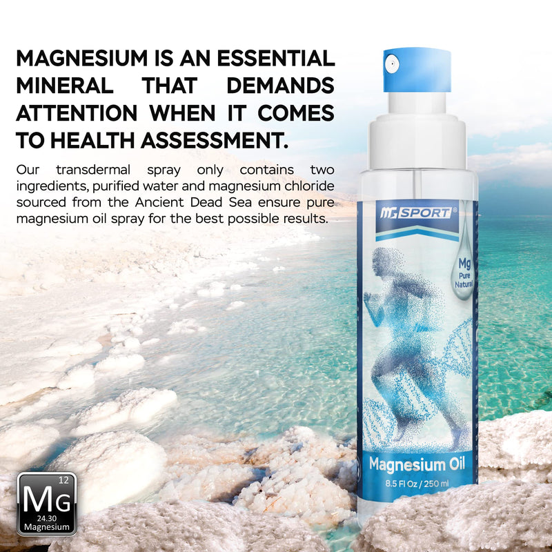 [Australia] - High Absorption Pure Magnesium Oil Spray � 250 ml � 100% Pure Magnesium Chloride from The Dead Sea, Without Preservatives � Supports Sleep, Muscle Recovery and Leg Cramps 