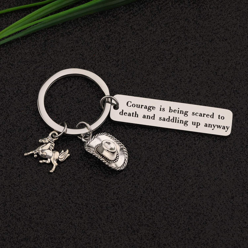 [Australia] - CYTING Courage is Being Scared to Death But Saddling Up Anyway Keychain Inspirational Gift for Horse Lover Cowboy Cowgirl 