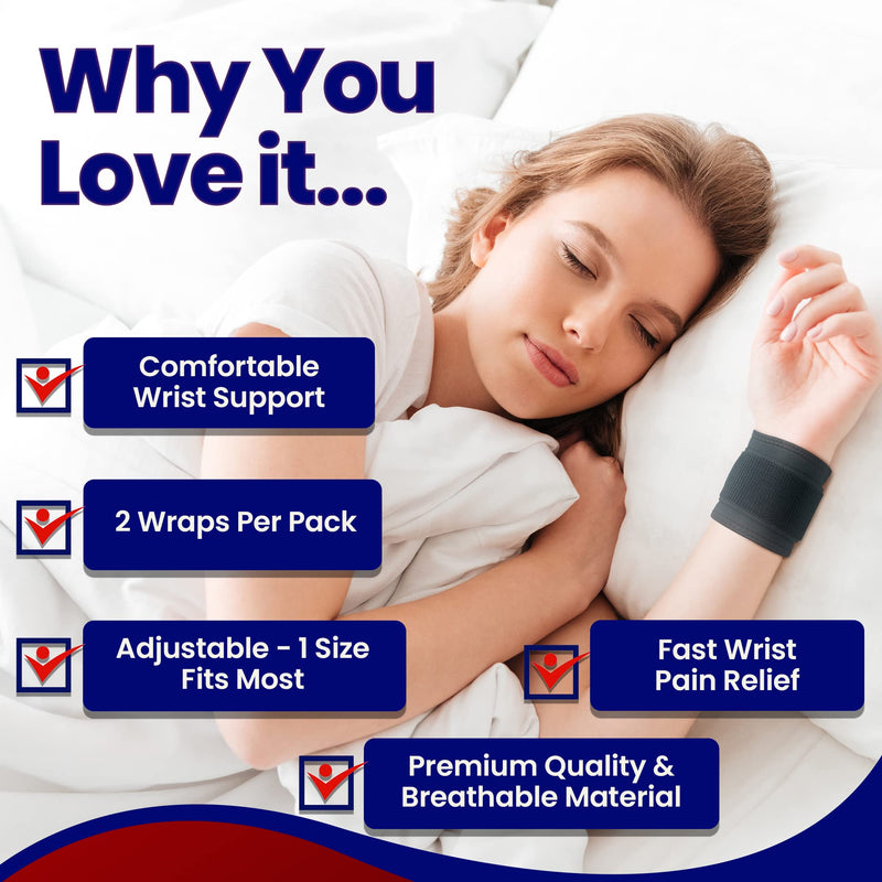 [Australia] - Wrist Wraps for Wrist Tendonitis - Wrist Support for Carpal Tunnel Pain Relief. Ganglion Cyst Wrist Brace or Carpal Tunnel Wrist Splint - 2 Wrist Wraps for Weightlifting Women Men Left & Right Hands Fits Most 
