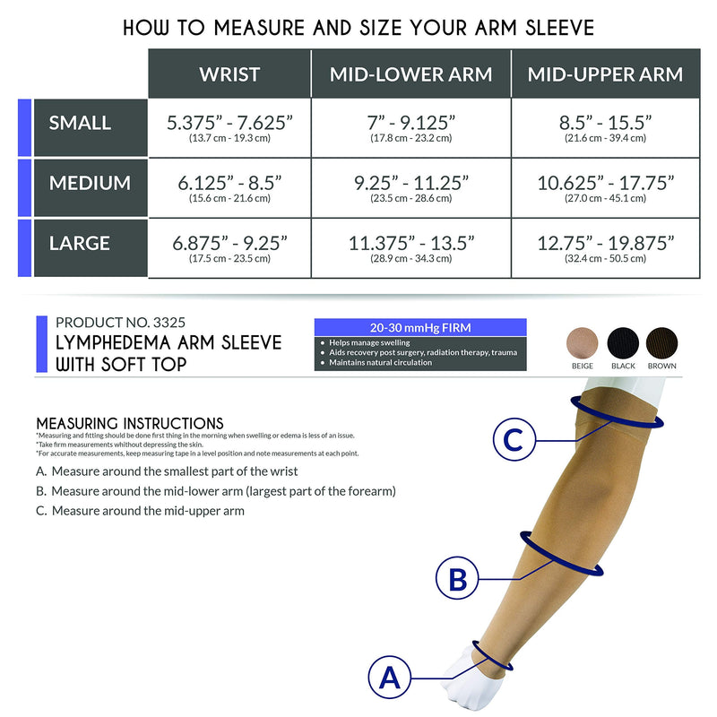 [Australia] - Truform Lymphedema Compression Arm Sleeve, 20-30 mmHg Post Mastectomy Support, Brown, Small 