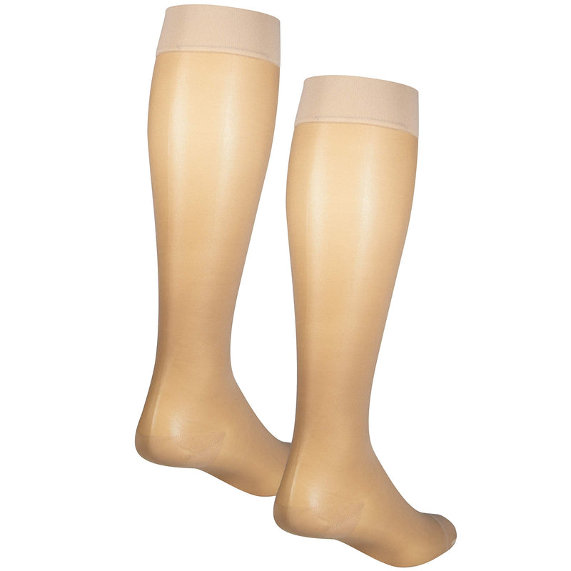 [Australia] - NuVein Sheer Compression Stockings, 15-20 mmHg Support, Women's Medium Denier Nylons, Knee High, Closed Toe, Beige, 3X-Large 3X-Large (1 Pair) 
