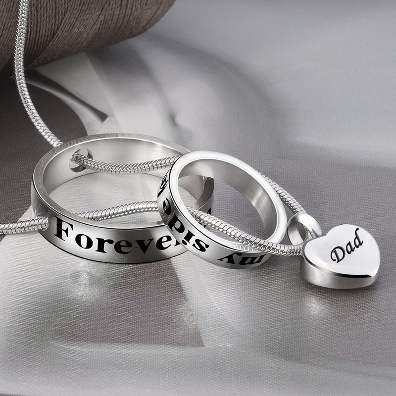 [Australia] - Cremation Jewelry No Longer by My Side, Forever in My Heart Carved Locket Memorial Necklace Keepsake Urn Pendant Dad 