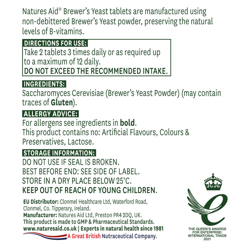 [Australia] - Natures Aid Brewers Yeast, 300 mg, 500 Tablets (Natural Source of B-Vitamins, Amino Acids, Minerals and Trace Elements, Vegan Society Approved, Made in the UK) 