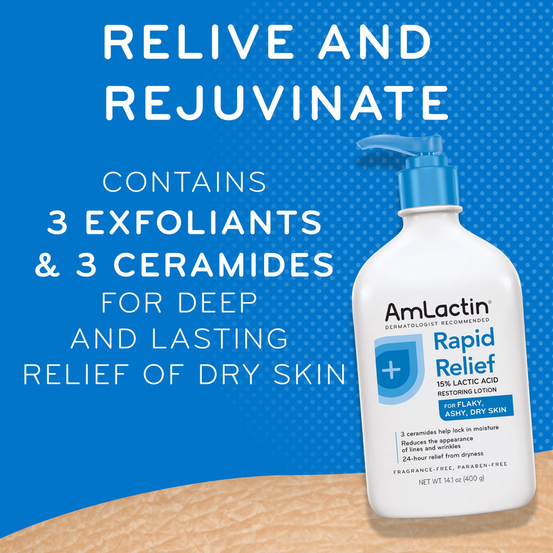 [Australia] - AmLactin Rapid Relief Restoring Body Lotion With Ceramides, Moisturizing Lotion for Dry Skin - 14.1 Oz Pump Bottle (Packaging may vary) 14.1 Ounce (Pack of 1) 
