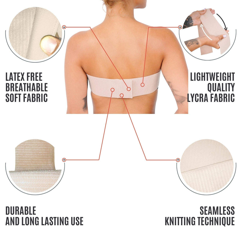 [Australia] - Breast Implant Stabilizer Band, Post Surgery Breast Augmentation and Reduction Strap, Chest Belt, Breast Support Bandage, One Size Fits All (Beige) Beige 