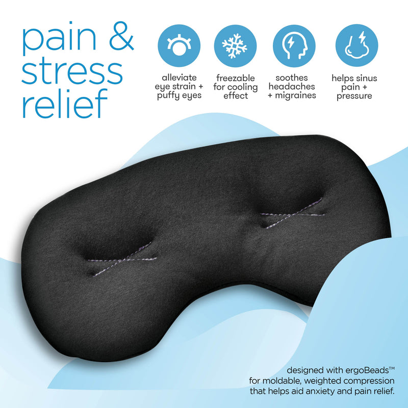 [Australia] - IMAK Compression Pain Relief Mask and Eye Pillow, Cold Therapy Headache, Migraine, Sinus Pain, Patented, Universal Size, Great for Travel & Sleep, Blocks Out Light 