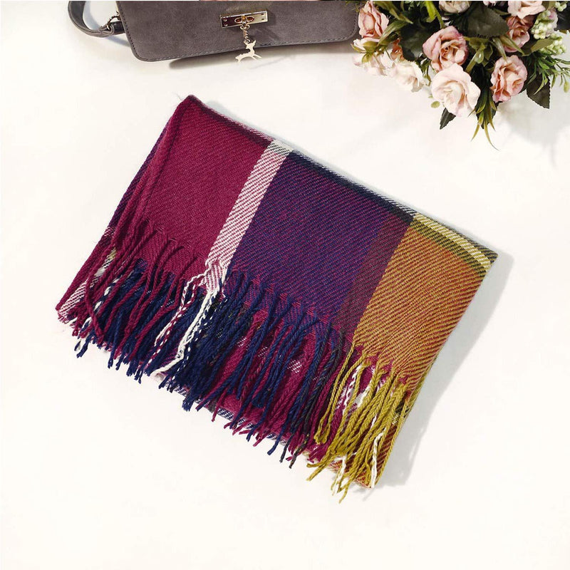 [Australia] - Women Tartan Scarf - Winter Long Scarves Plaid Warm Wraps Wool British Style For Ladies Spinning Tassel Shawl Long Stole Color Tartan 