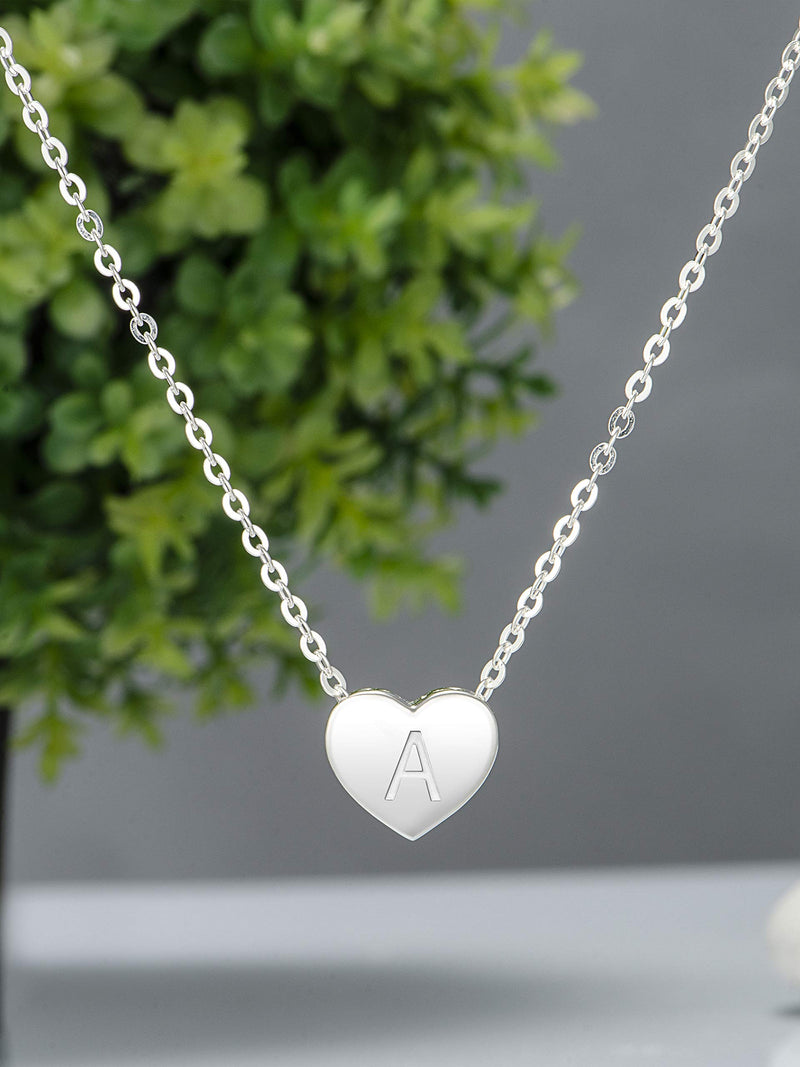 [Australia] - ELEGANZIA Initial Heart Necklaces for Women Girls Daughter Children Jewelry, Sterling Silver 26 Capital Letter Alphabet Heart Pendant with Cubic Zirconia A 