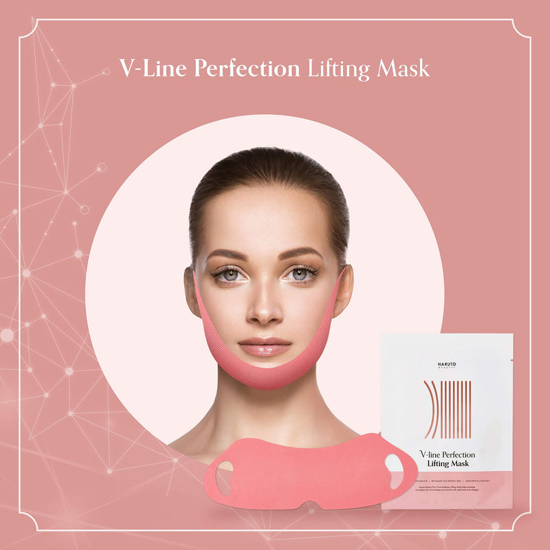 [Australia] - HARUTO BEAUTY+ V Line Perfection Lifting Mask_1p, Reusable Double chin reducer, face line slimming strap, Jaw tightening & firming bandage, V shape contour patch, facelift anti-aging for women. 