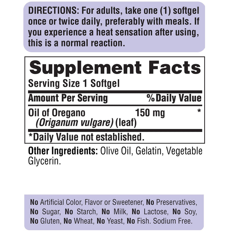 [Australia] - Oil of Oregano Extract by Puritan's Pride®, Contains Antioxidant Properties*, 150mg Equivalent, 180 Rapid Release Softgels 