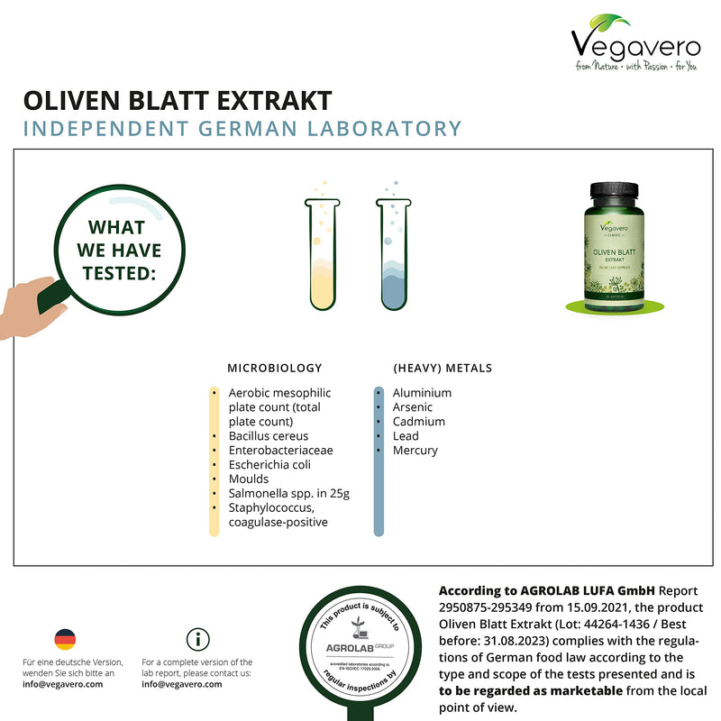 [Australia] - Olive Leaf Extract Vegavero® | Highest Strength: 7500mg (15:1) - 40% Oleuropein | Olive Leaves from Spain | 90 Vegan Capsules 