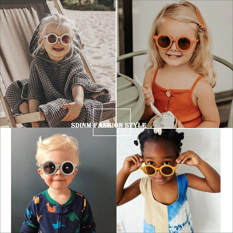 [Australia] - Kids Sunglasses Cute Round Glasses Shades for Little Girls Boys Children Gifts UV400 Protection Gafas De Sol Green+light Beige 