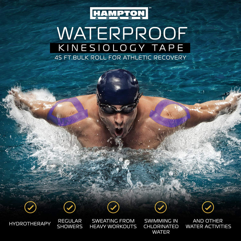 [Australia] - (135 Feet) Bulk Kinesiology Tape Waterproof Roll Sports Therapy Support for Knee, Muscle, Wrist, Shoulder, Back / Original Uncut Premium Therapeutic Elastic & Hypoallergenic Cotton - (Purple) 