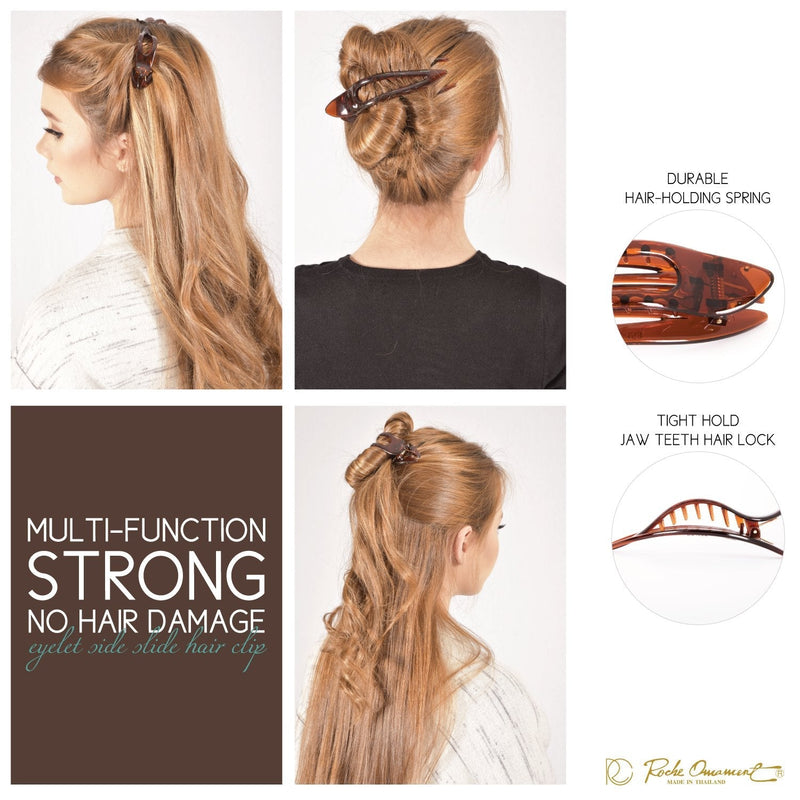 [Australia] - RC ROCHE ORNAMENT 6 Pcs Womens French Concord Curved Hair Clip No Slip Strong Grip Comfortable Hold Girls Ladies Beauty Accessory Pin Teeth Clamp, Small Brown Small - 6 Pieces 