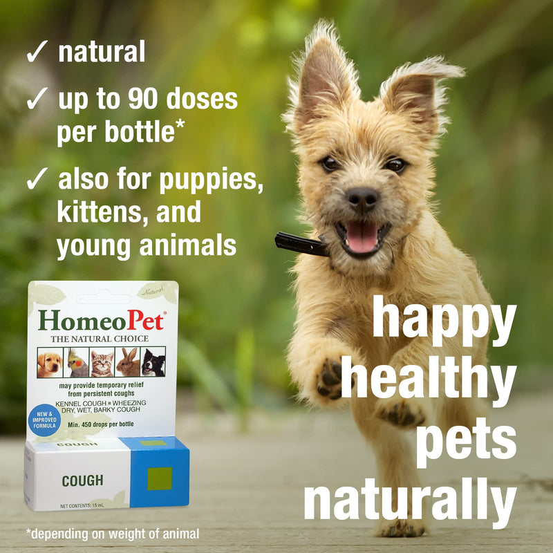 [Australia] - HomeoPet COUGH - 100% Natural Pet Medicine. For barky cough, persistent coughs, kennel cough, sneezing and dry nose. For puppies, kittens, young animals & senior pets. 15ml/up to 90 doses per bottle 
