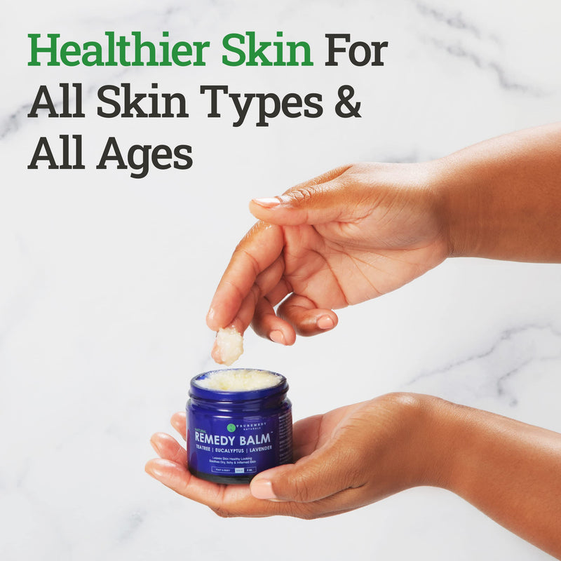 [Australia] - Remedy Tea Tree Oil Balm - Cream for Athletes Foot, Jock Itch, Ringworm, Eczema, Nail Issues, Rash, Skin Irritation - Ointment for Dry, Itchy Skin - Foot & Body Balm with Lavender & Eucalyptus - 2 Oz 
