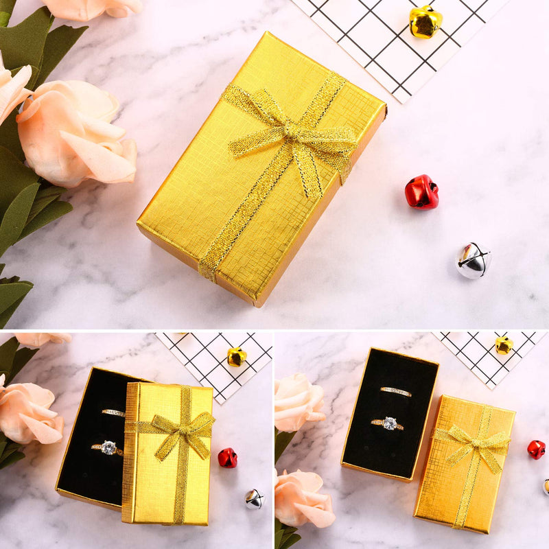 [Australia] - Pangda 12 Pieces Cardboard Ring Gift Box Jewelry Boxes Package Case for Christmas Valentine's Day Necklace Earring Gift, Random Color (Rectangle Ring Box) 