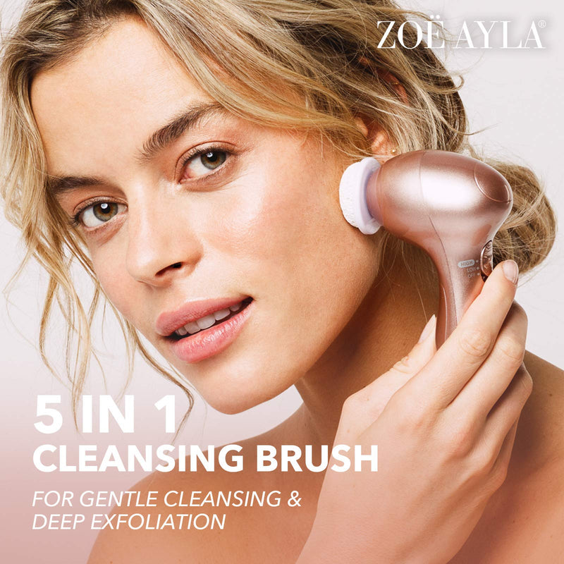 [Australia] - Zoë Ayla Facial Cleansing Brush with Interchangeable Heads (Rose Gold) Rose Gold 