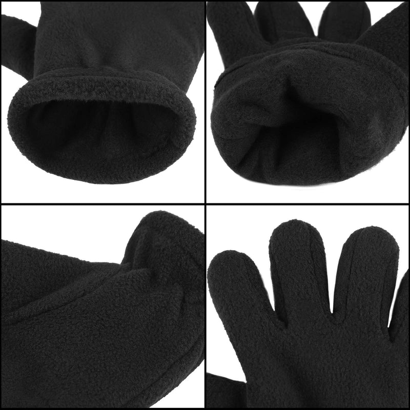 [Australia] - Cooraby 2 Pairs Kids Fleece Gloves Winter Lined Thick Mittens Warm Gloves for Outdoors Activities Supplies 8-12 Years Black, Dark Grey 