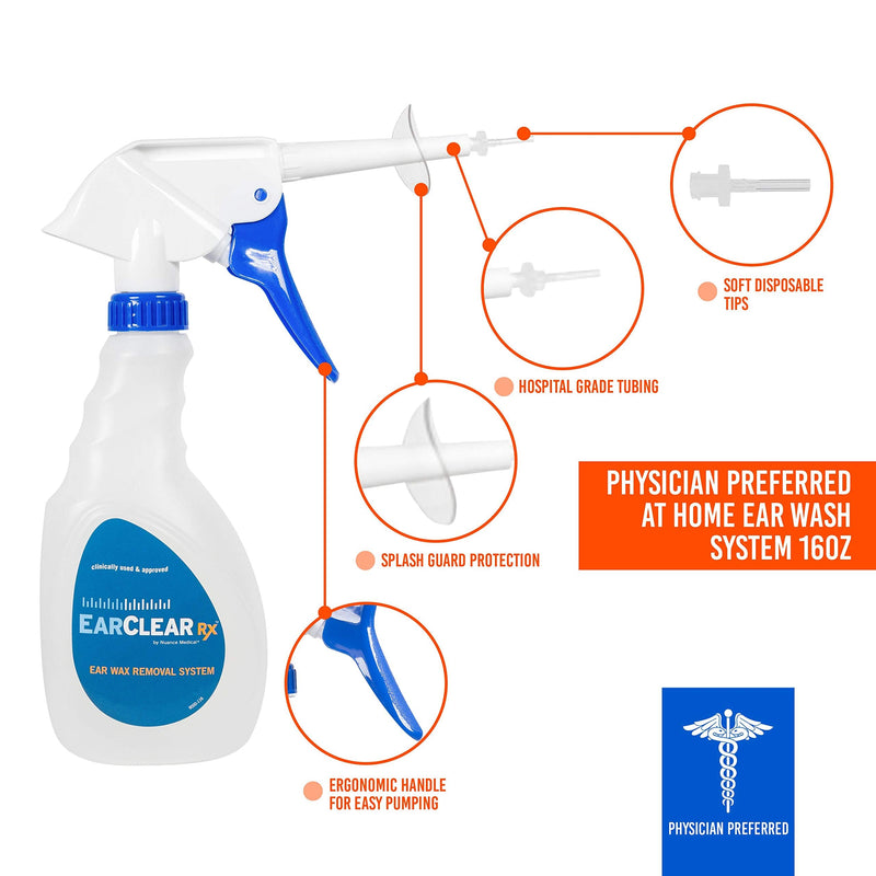 [Australia] - Earwax Flush Cleaning Kit by Nuance Medical EarClear Rx Rigid - SELF Earwax Removal kit with Otoscope Penlight, Basin and 20 Disposable Tips 20 Tips 