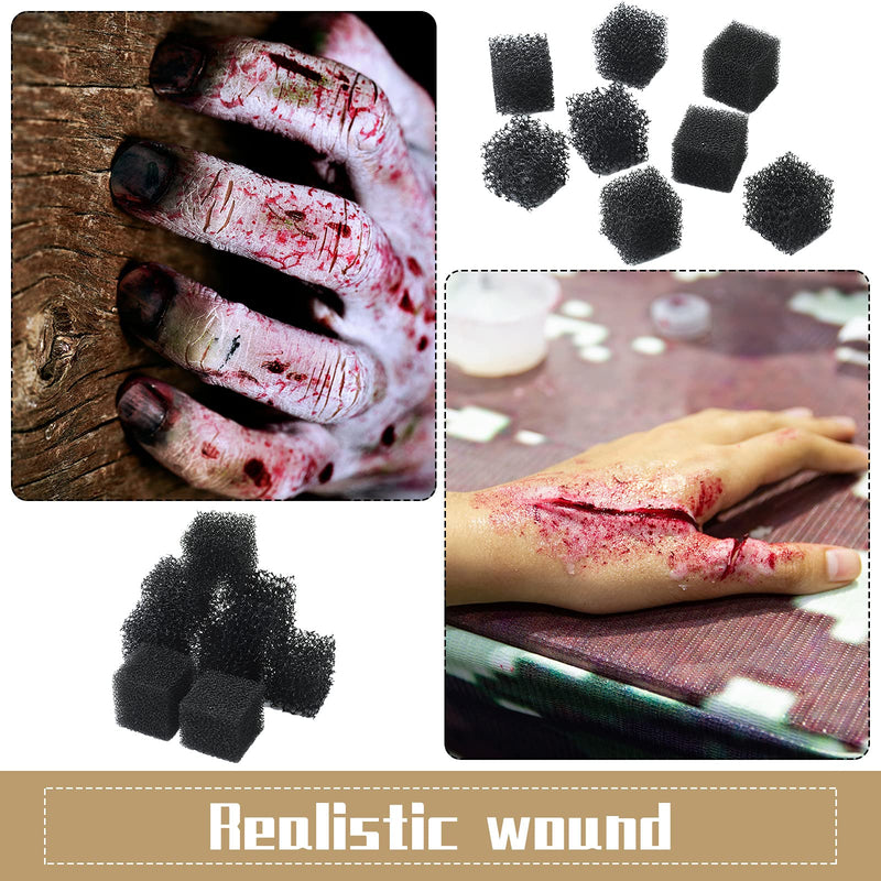 [Australia] - 4 Pieces Stipple Sponges Halloween Makeup Xmas Scar Stubble Wound Cosplay Art Shaping Chic Effects, Different Size of The Hole, Black 