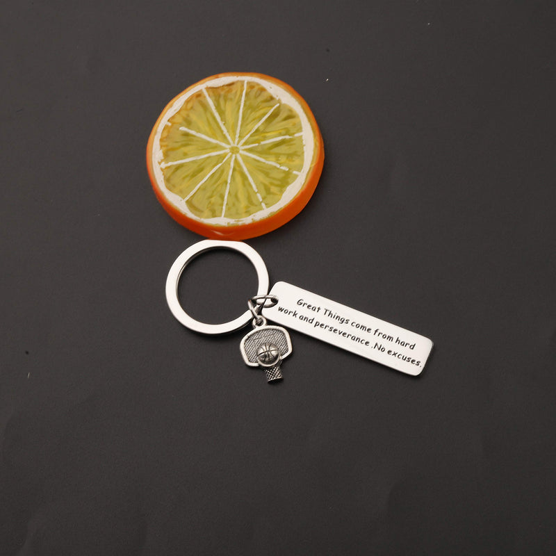 [Australia] - AKTAP Basketball Player Gift Basketball Lover Keychain Great Thing Come from Hard Work and Perseverance Inspirational Gift for Basketball Team Inspirational Basketball Team Keychain 