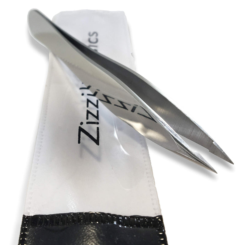 [Australia] - Zizzili Basics Elite Series Pointed Tweezers - Sharp Precision Tips + Surgical Grade Stainless Steel Tweezer for Professional Eyebrow and Facial Hair Removal Mirror Polish 