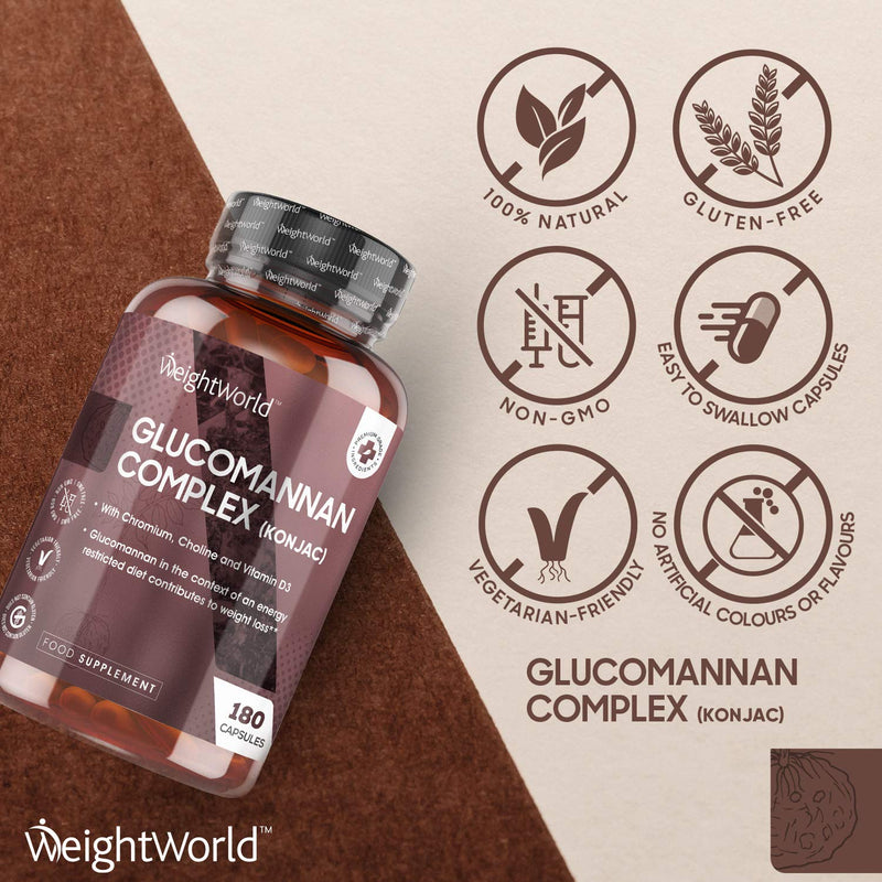 [Australia] - Glucomannan Complex - 3000mg - Fibre Diet Supplement Complex Capsules With Vitamin D, Chromium & Choline, Choline Contributes To Normal Lipid Metabolism (EFSA), Konjac Glucomannan - Vegetarian Formula 