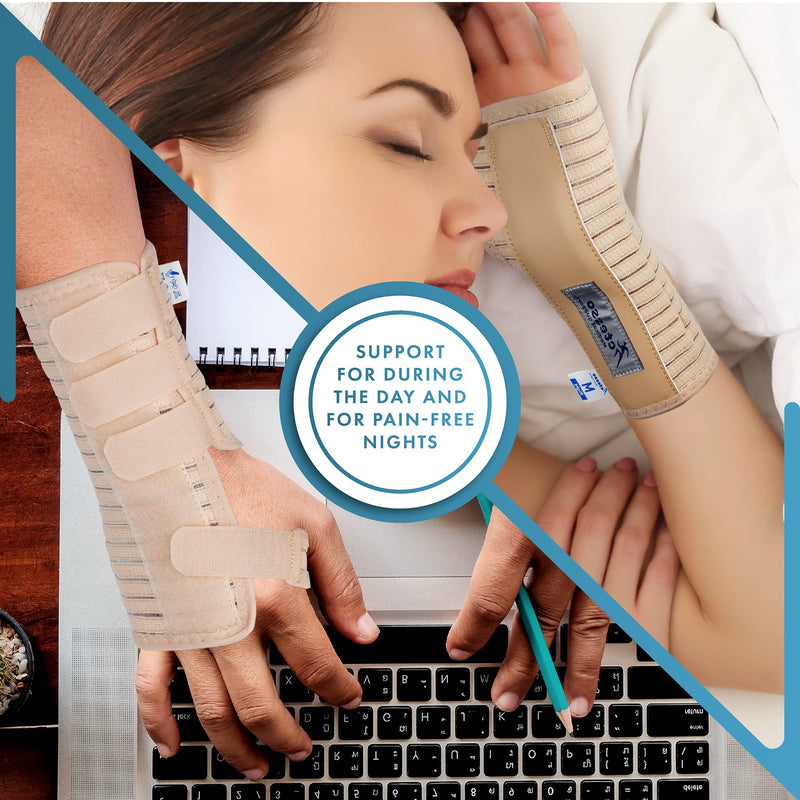 [Australia] - Actesso Breathable Wrist Support Brace Splint - Ideal for Carpal Tunnel, Sprains, and Tendonitis (Beige, Small Left) Beige S (Pack of 1) 