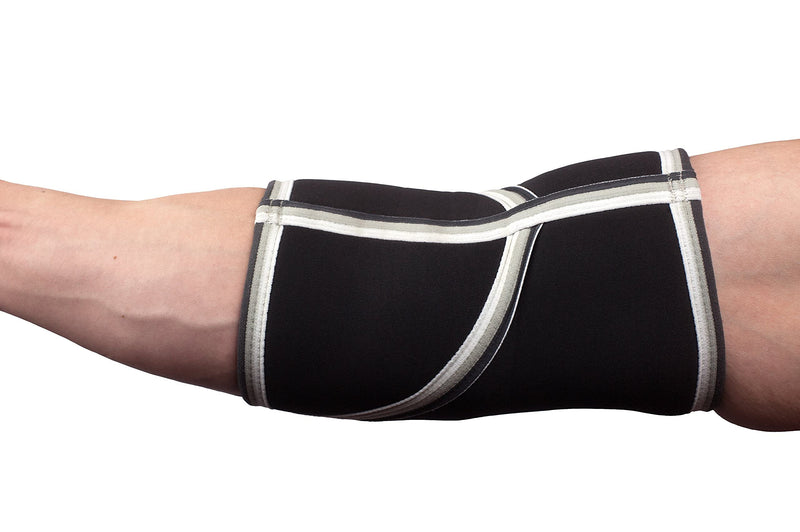 [Australia] - Elbow Sleeves (1 Pair) W/ Wrist Wraps - Elbow Brace For Support & Compression for Powerlifting, Weightlifting, Bench & Tendonitis - 5mm Neoprene - For Men & Women Black/White X-Large 