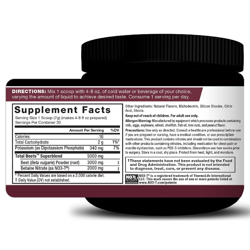 [Australia] - Total Beets Drink Mix Superfood Powder with Nitrates to Support Circulation, Blood Flow, Nitric Oxide, Energy, Endurance, and Stamina, Cardiovascular Heart Health Supplement, Force Factor, 30 Servings Original Powder 7.4 Ounce (Pack of 1) 