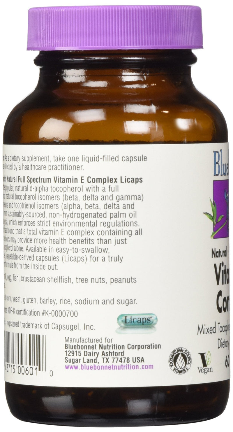[Australia] - Bluebonnet Natural Full Spectrum Vitamin E Complex - 60 Licaps 