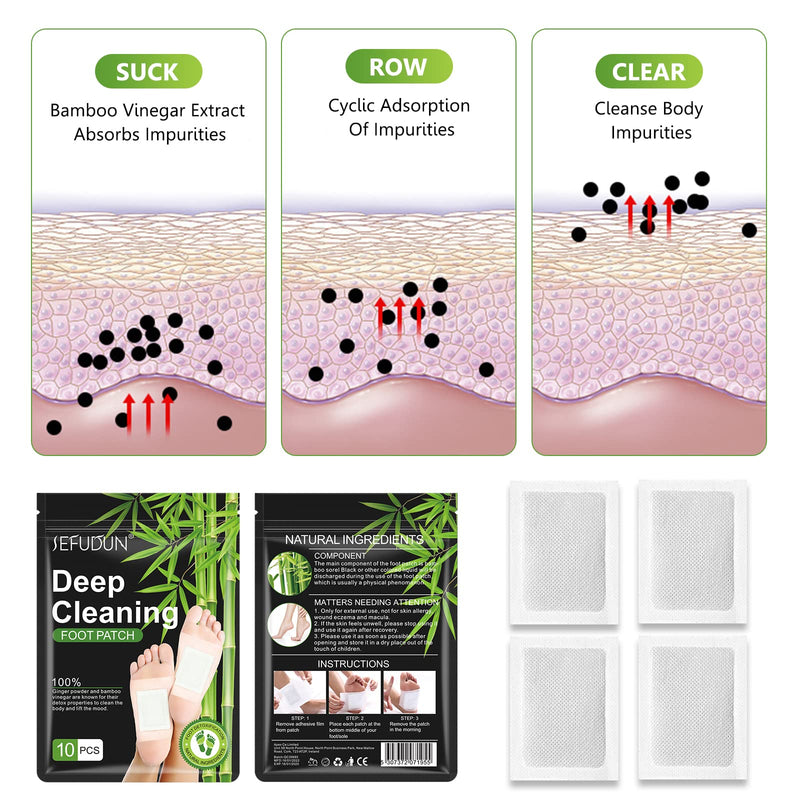 [Australia] - Detox Foot Patches for Stress Relief & Deep Sleep, Detox Foot Patches, 10Pcs Detox Foot Pads with Natural Bamboo Vinegar to Remove Body Toxins 